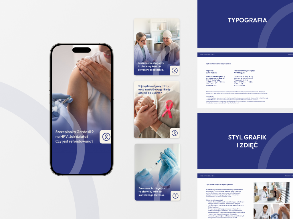 Strategia social media i brandbook zaprojektowany dla fundacji Onkopedia przez agencję Innova Creative Warszawa
